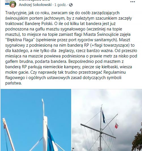Biało-czerwona nad Mariną jest niewłaściwie umieszczona! Poza tym porwana i brudna