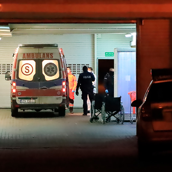 Noownik sia postrach na ulicach Midzyzdrojw. Zosta przewieziony przez pogotowie w asycie policjantw do winoujskiego szpitala