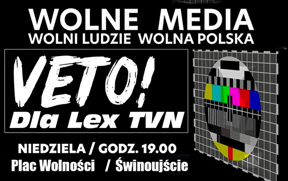 Manifestacja w obronie TVN. Wolne media! Wolni ludzie! Wolna Polska!