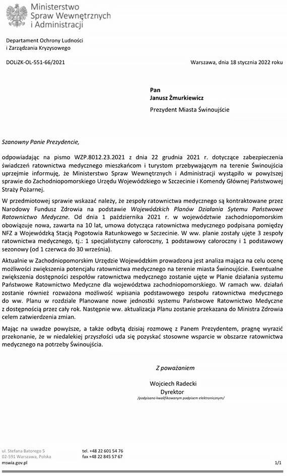 Grupa Morska: Jest ogromna szansa na dodatkową karetkę dla Świnoujścia!