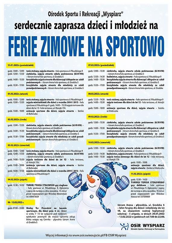 Ferie Zimowe na sportowo z OSiR „Wyspiarz”