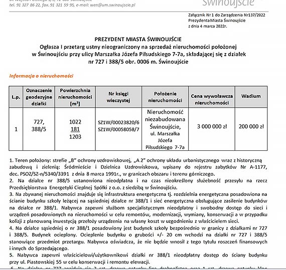 Miasto sprzedaje dziak przy „rubie”