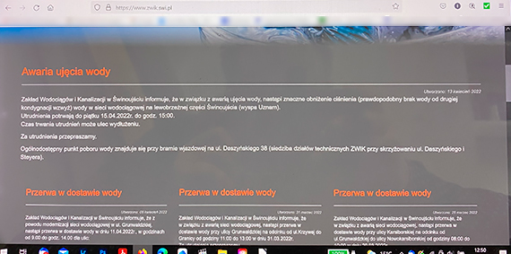 Problemy z wod. Jest dua awaria