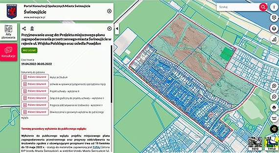 TRWA DRUGIE WYŁOŻENIE PROJEKTU PLANU w rejonie ul. Wojska Polskiego i osiedla Posejdon 19 kwietnia 2022 r. – 13 maja 2022 r.