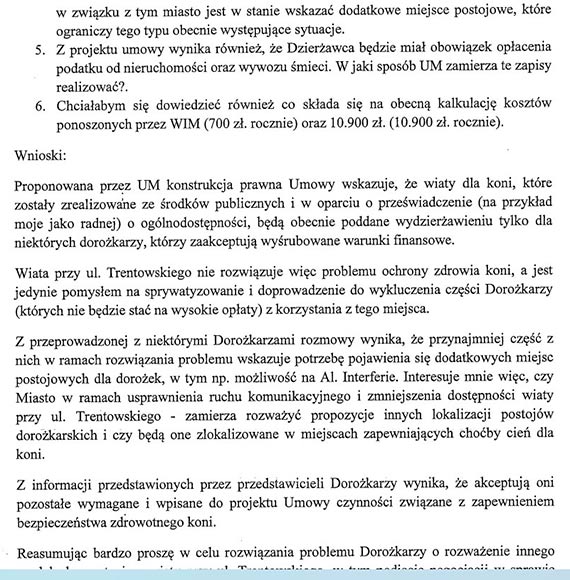 Wiata dla dorożek na Trentowskiego nie dla wszystkich koni