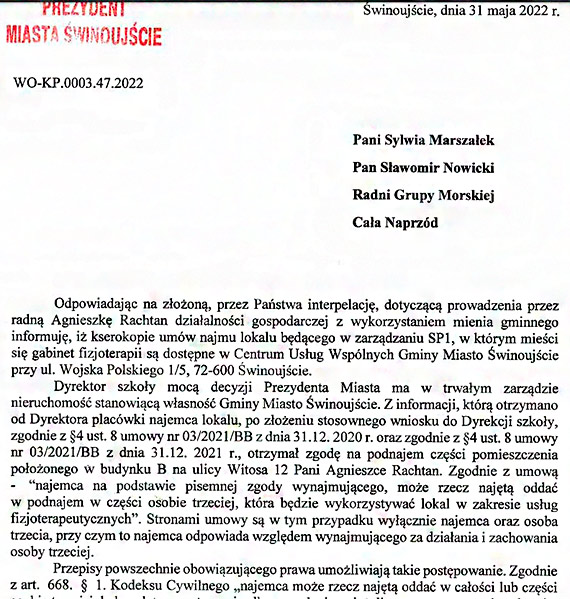 Urząd Miasta potwierdza: radna Agnieszka Rachtan prowadziła działalność w budynku SP1
