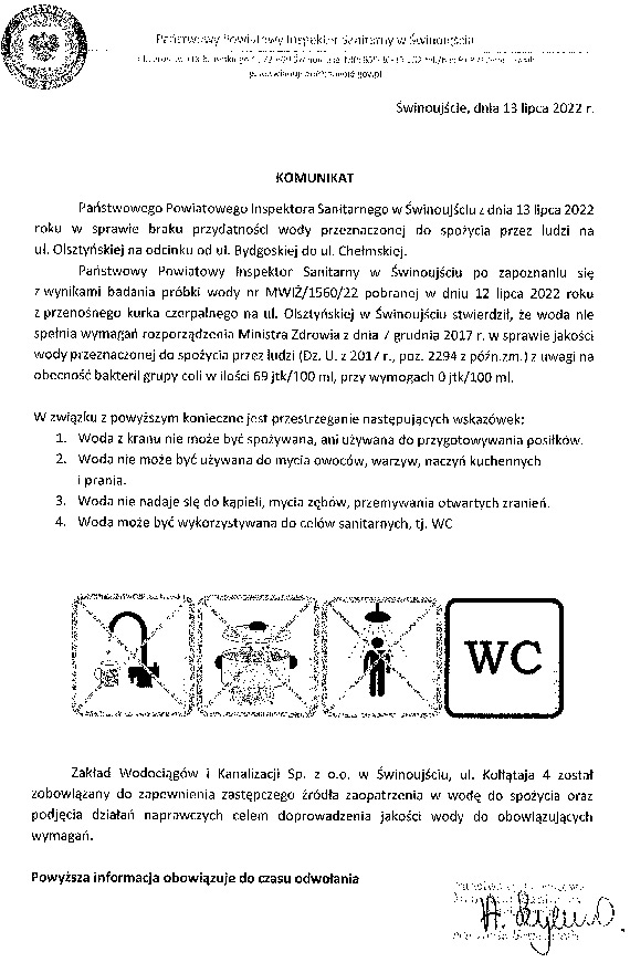 UWAGA: Na ulicy Olsztyńskiej została wyłączona dostawa wody, ponieważ stwierdzono przekroczenie parametru mikrobiologicznego, czyli...