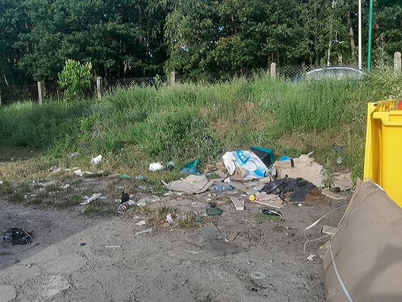 Sterta śmieci przy ogródkach działkowych
