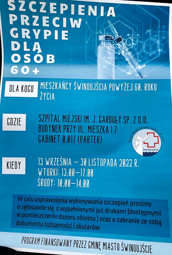 Mieszkaniec: Mona si zaszczepi przeciwko grypie. Szpital Miejski zaprasza