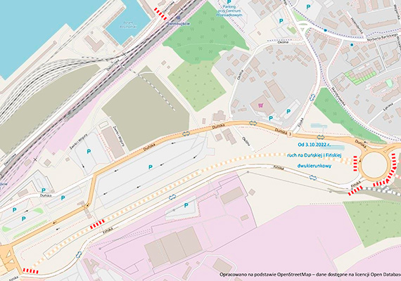 Od godzin popoudniowych poniedziaku 3.10.2022 ponownie dwukierunkowy ruch na ul. Duskiej i Fiskiej w winoujciu