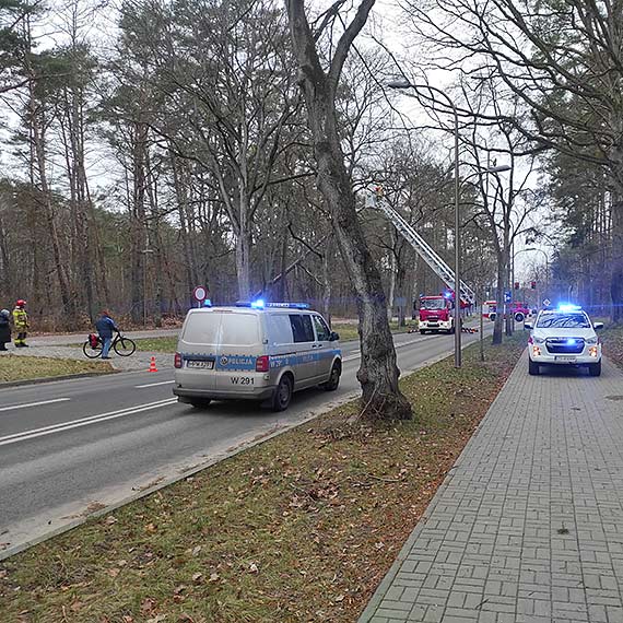 Czasowo wstrzymano ruch na Wojska Polskiego. Na miejsce przyjechaa policja i stra poarna