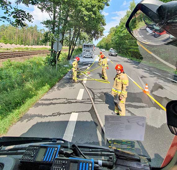 Pożar kabiny samochodu ciężarowego