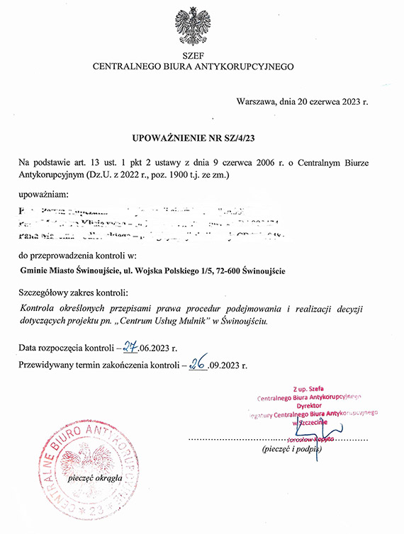CBA już kontroluje Urząd Miasta