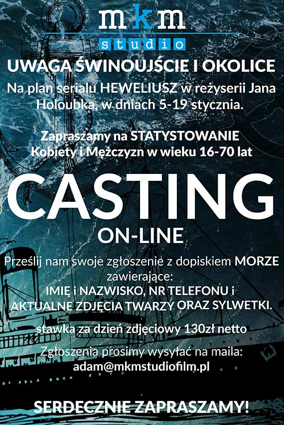 Sta przed kamer w serialu „HEWELIUSZ”: Casting w winoujciu