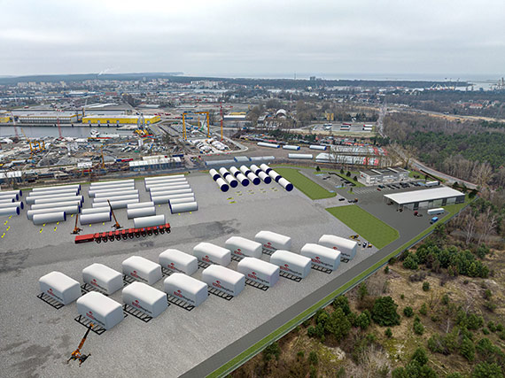 Powstaje Terminal Instalacyjny morskich farm wiatrowych w Świnoujściu. Prace przebiegają zgodnie z planem