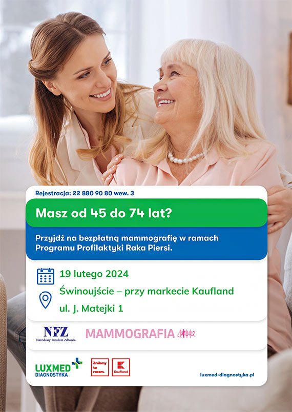Bezpatne badania mammograficzne w mobilnej pracowni mammograficznej LUX MED w lutym - winoujcie