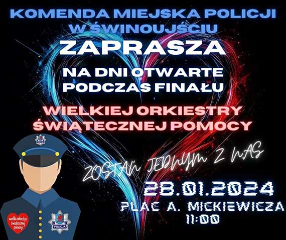 Komenda Miejska Policji w winoujciu graj razem z WOP - Wielka Orkiestra witecznej Pomocy podczas 32. Fina WOP