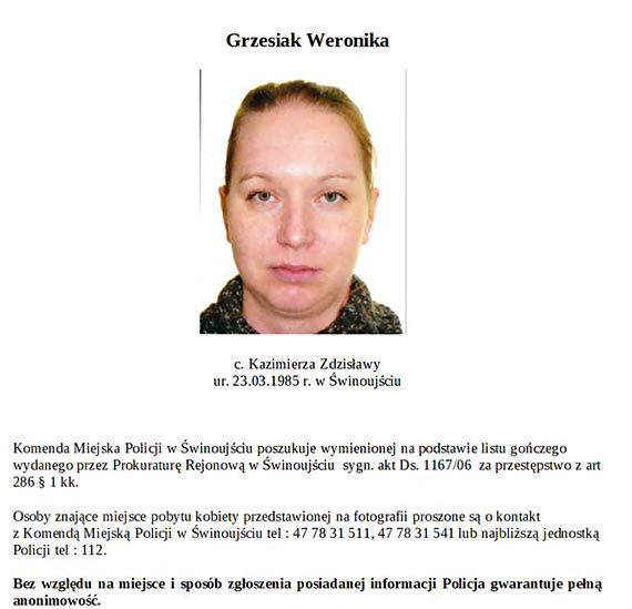Moesz ich mija na ulicy. Sprawd, kto jest poszukiwany