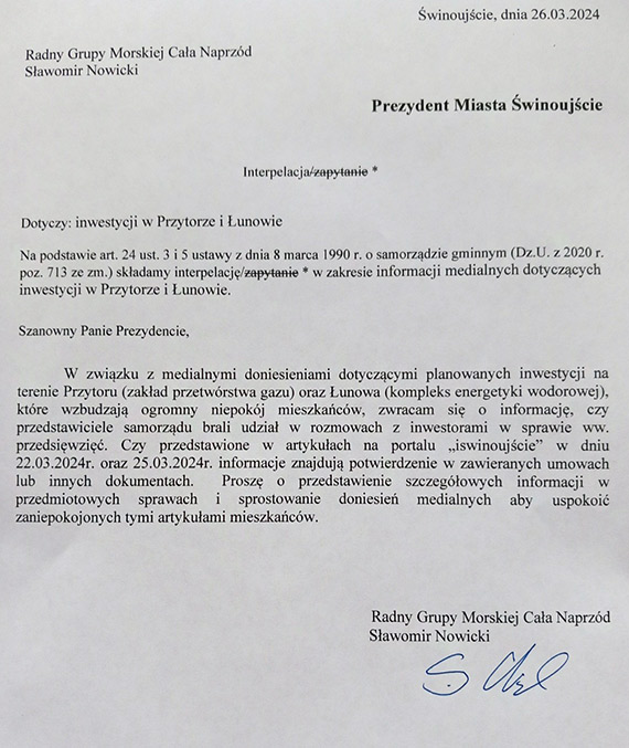 S. Nowicki: Rada Miejska nigdy nie podejmowała decyzji o wodorze w Łunowie! [1]