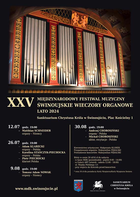 Świnoujskie Wieczory Organowe - lato 2024 - prof. dr Matthias Schneider z Niemiec