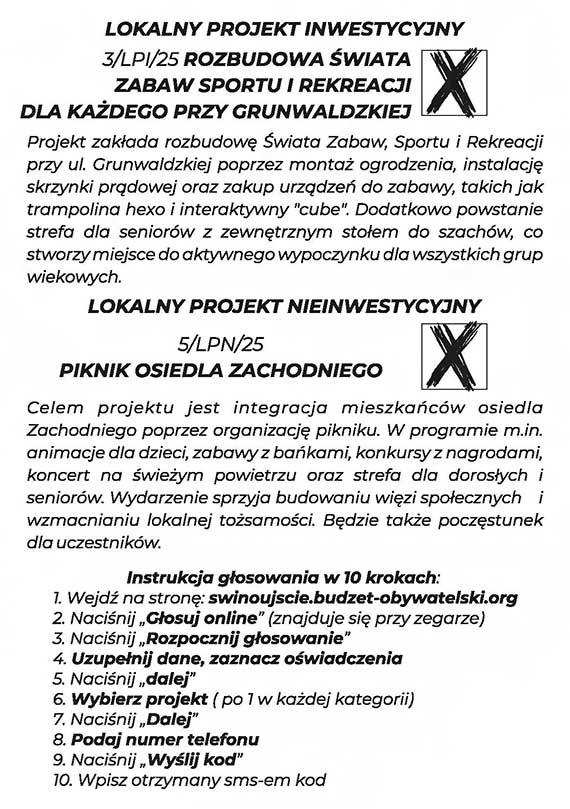 Głosuj w Budżecie Obywatelskim! Kierunek Świnoujście