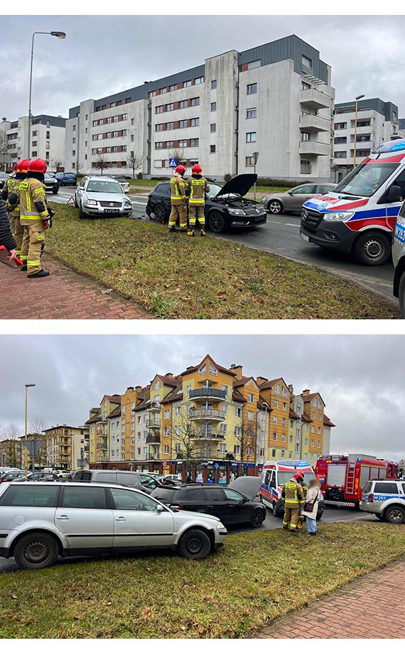 Zderzenie dwóch Volkswagenów na ulicy 11 Listopada