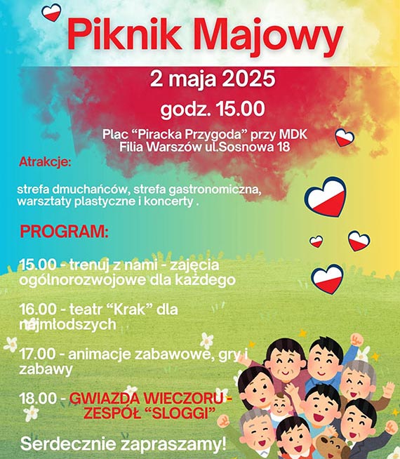 Piknik Majowy na Warszowie: sport, teatr, zabawa i koncert zespou SLOGGI!