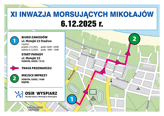 Informacja dotycząca utrudnień w ruchu podczas XI Inwazji Morsujących Mikołajów