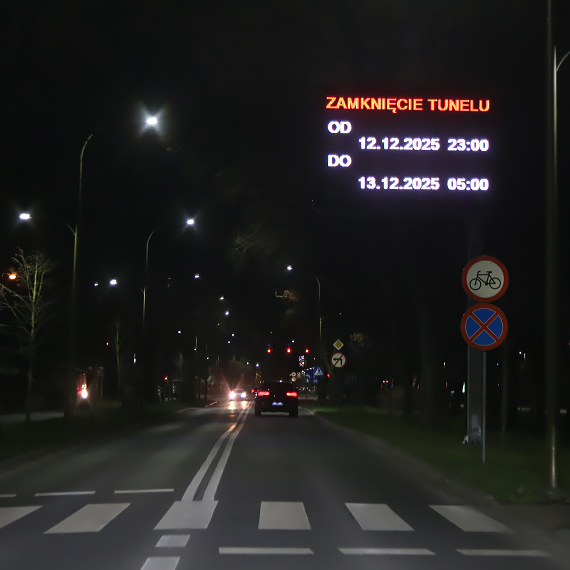 Tajemnicze nocne zamknięcie tunelu. Informacja tylko na tablicy, bez komunikatu dla mieszkańców