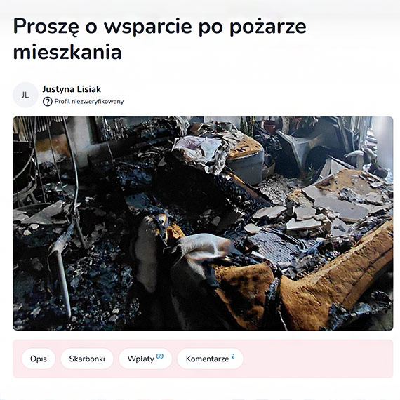 W sieci pojawi�a si� zbi�rka po po�arze mieszkania w �winouj�ciu