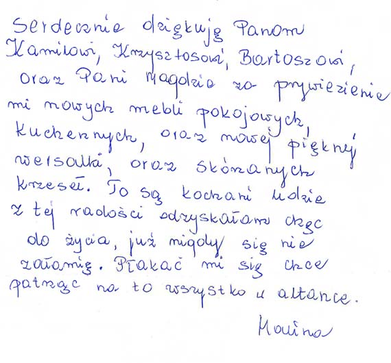 Czasem wystarczy 7 dni, by zmienić czyjeś życie… Podziękowania Pani Haliny