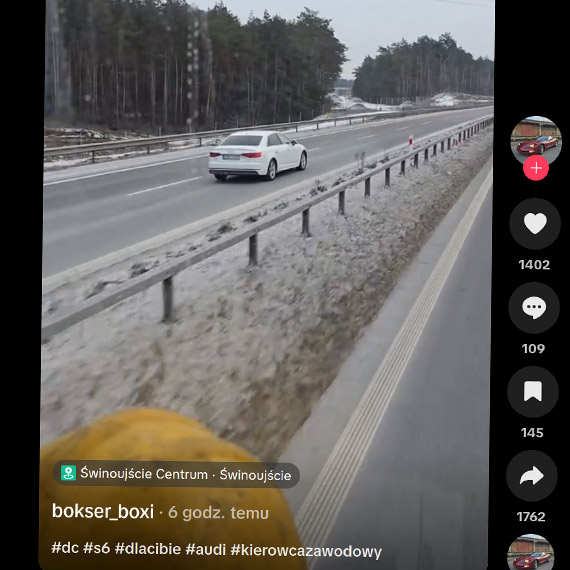 Świnoujście droga S3 -brawurowa jazda pod prąd [1]