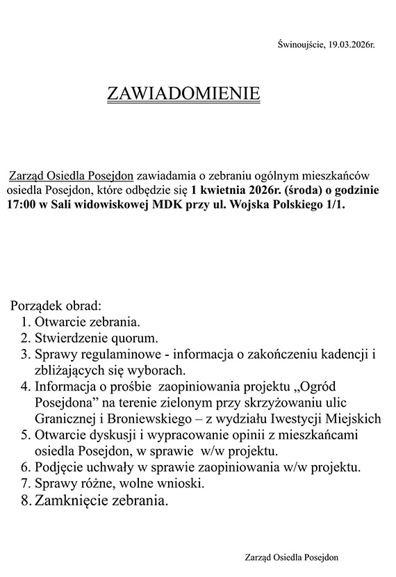Ogólne Zebranie Mieszkańców Osiedla Posejdon