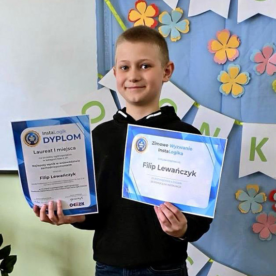 Sukces ucznia Szko�y Podstawowej nr 4 w �winouj�ciu – Filip Lewa�czyk laureatem VII edycji Og�lnopolskiego Konkursu Matematyczno-Informatycznego InstaLogik
