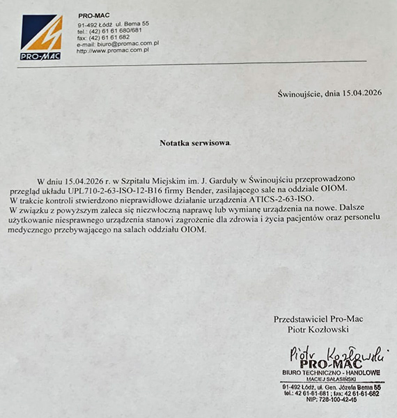 Urząd Miasta: Na OIOM-ie zawiódł sprzęt