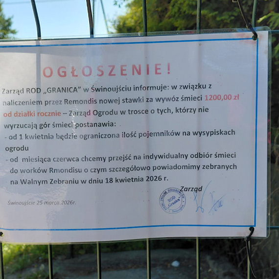 1200 zł za śmieci od działki. Niektórzy w kominiarkach podrzucają odpady z ogródków działkowych w Świnoujściu