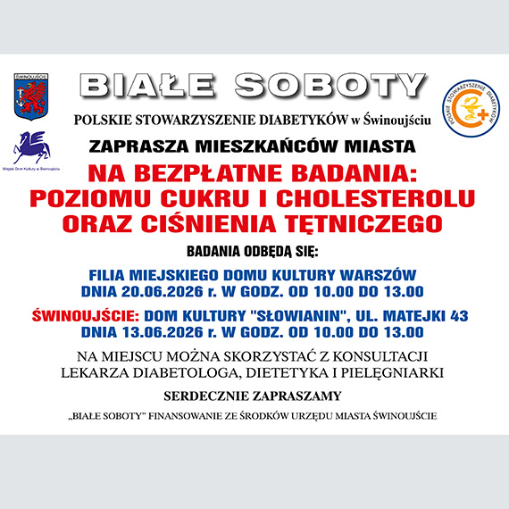 Bia�e Soboty w �winouj�ciu. Bezp�atne badania poziomu cukru, cholesterolu i ci�nienia