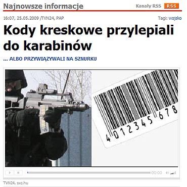 Kody kreskowe przylepiali do karabinów